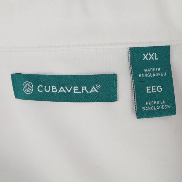Cubavera Shirt 2XL Mens XXL White Green Embroidery Graphic Linen Cotton Casual - Picture 3 of 16